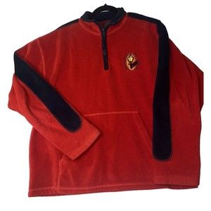 Coconut Pier Mens Lg Red Fleece Pullover French Quarter New Orleans Mardi Gras